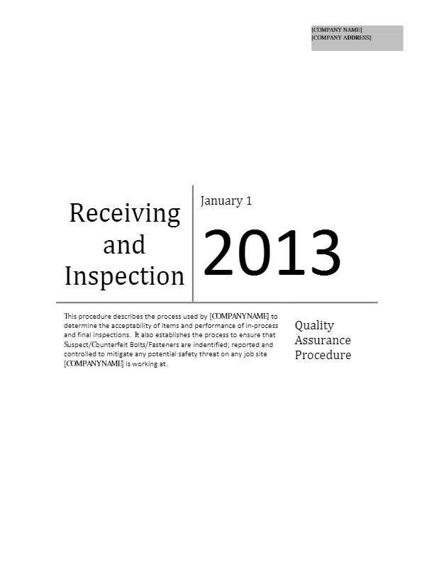 Receiving and Inspection