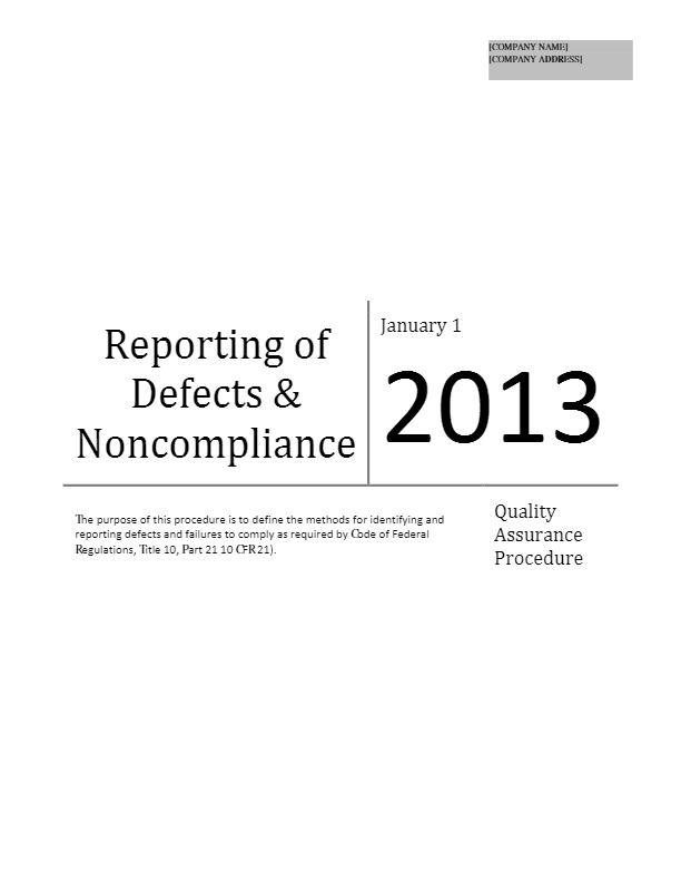 Reporting of Defects and Noncompliance