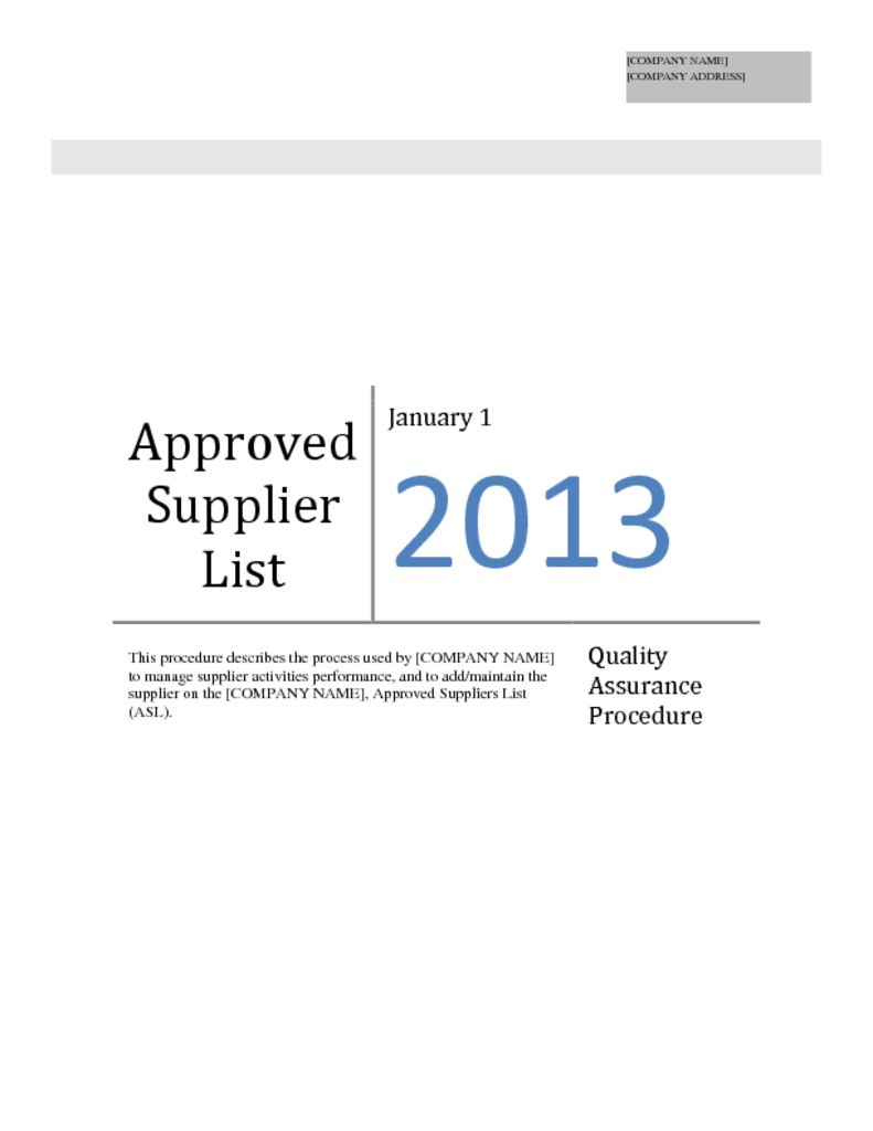 What Is An Approved Supplier